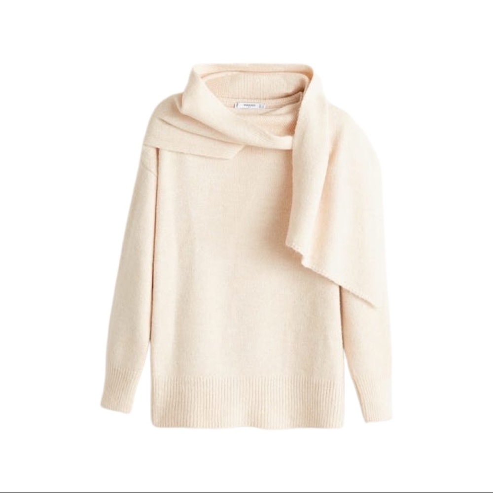 Mango Built-in Scarf Sweater